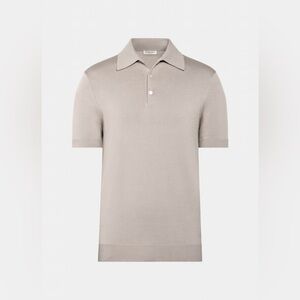 Suitsupply Knit Polo Shirt Light Taupe Cotton Silk Size Large NWT